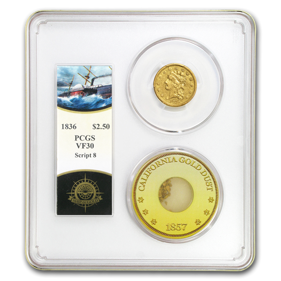 1836 $2.50 Lib Gold SS Central America VF-30 PCGS (Ship of Gold) 1836 $2.50 Lib Gold SS Central America VF-30 PCGS (Ship of Gold)